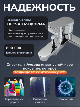 Смеситель для ванны AVAPAX серия Mosel хром 