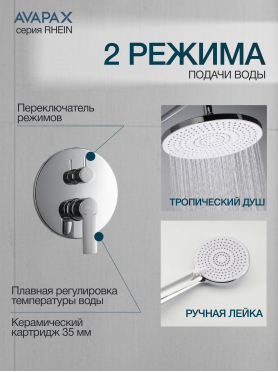 Смеситель для душа встраиваемый AVAPAX серия Rhein хром 