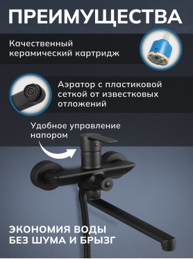 Смеситель для ванны AVAPAX серия Rhein черный 