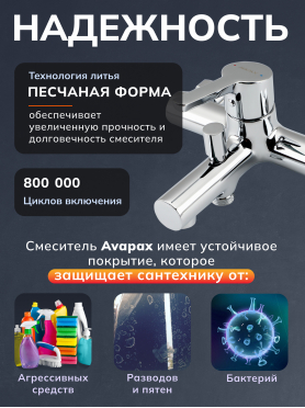 Смеситель для ванны AVAPAX серия Aller хром 