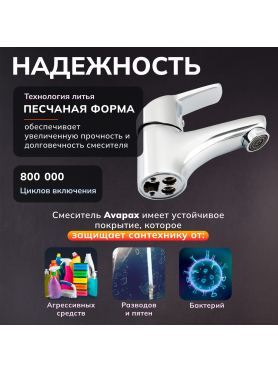 Смеситель для умывальника AVAPAX серия Neckar хром 