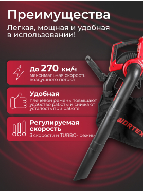 Пылесос садовый аккумуляторный WORTEX BB 2536-1 D ALL1