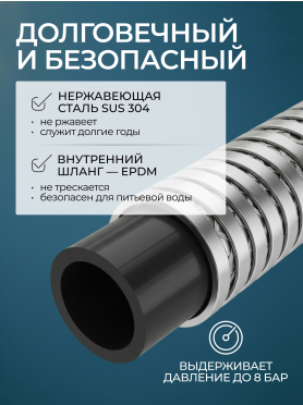 Излив гибкий для смесителя AV Engineering никель 