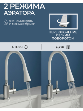 Излив гибкий для смесителя AV Engineering белый 