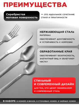Набор столовых приборов 24 предмета PERFECTO LINEA Majestic