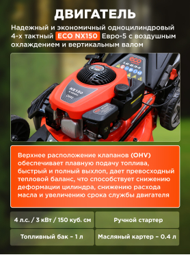 Газонокосилка бензиновая самоходная ECO LG-634 