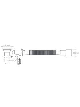 Сифон для душевого поддона выпуск D70 с гибкой трубой 1 1/2" - 40/50 мм AV Engineerin 