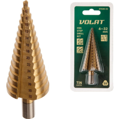 Сверло по металлу ступенчатое ВОЛАТ HSS TiN 87020
