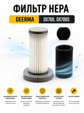 Фильтр HEPA для вертикального пылесоса DEERMA DX700 DX700S BRUNER 