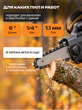 Цепь 15 см 6" 1/4" 1.1 мм 37 звеньев  ECO 14TA 