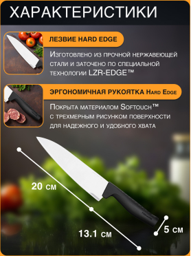 Нож поварской FISKARS Hard Edge 20 см 