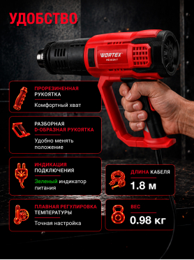 Фен строительный (термовоздуходувка) WORTEX HG 6124 T 