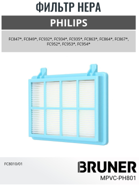 Фильтр HEPA для пылесоса Philips FC8010 BRUNER 