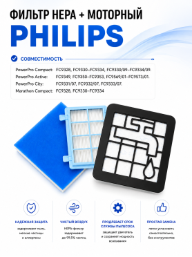 Набор фильтров для пылесоса Philips PowerPro Compact, Active BRUNER 