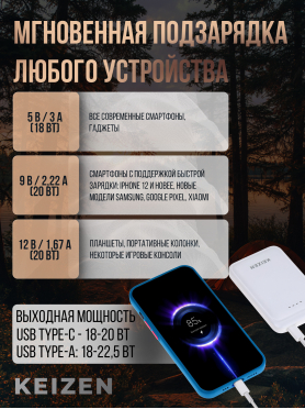 Power Bank KEIZEN 5000 mAh White 