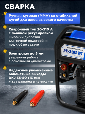 Генератор сварочный бензиновый инверторный ECO PE-210RWI 