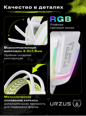 Наушники-гарнитура игровые URZUS White Cloud UR-5524116