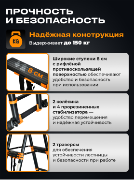 Лестница алюминиевая двухсекционная STARTUL Black Line