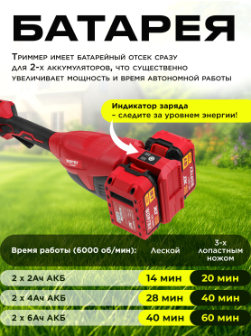 Триммер аккумуляторный WORTEX TB 3036-1 ALL1 XLT
