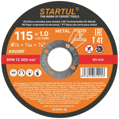 Круг отрезной 115х1.0x22.2 мм для металла STARTUL Standart 