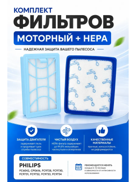 Набор фильтров для пылесоса Philips PowerPro Expert, PowerPro Compact BRUNER 