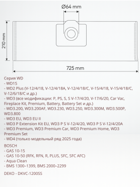 Мешок для пылесоса BRUNER Karcher WD 3, MV 3, SE 4001/4002, NT 20/25/30  5 штук (MPVC‑10868)