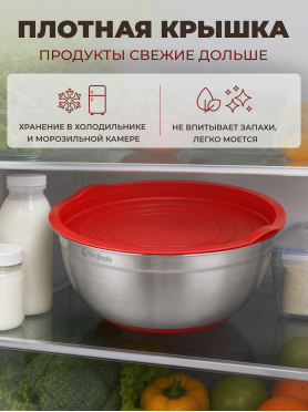 Миска для взбивания из нержавеющей стали с крышкой PERFECTO LINEA Chef