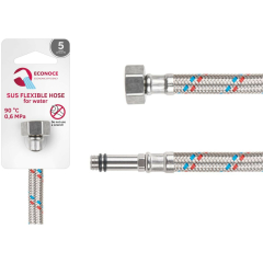 Гибкая подводка для воды SUS иголка м10 длинная - гайка 1/2" ECONOCE 