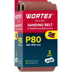 Шлифлента 100x914 мм P80 WORTEX 3 штуки 