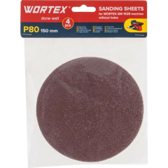 Шлифлист 150мм P80 WORTEX 4 штуки 