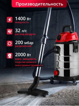 Пылесос строительный WORTEX VC 2515-1 WS 