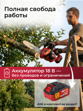 Пила цепная аккумуляторная WORTEX CEC 2518-3 ALL1 XLT