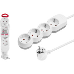 Удлинитель 1,5 м 4 розетки 3,5 кВт с заземлением LEIDEN ELECTRIC 