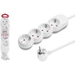 Удлинитель 1,5 м 4 розетки 2,2 кВт с заземлением LEIDEN ELECTRIC 