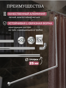 Карниз для ванной PERFECTO LINEA угловой 170х70 см 
