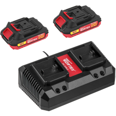 Комплект аккумулятор 18В 2Ач 2 штуки и зарядное устройство 2х2 А WORTEX ALL1 XLT SET  Комплект аккумулятор 18В 2Ач 2 штуки и зарядное устройство 2х2 А WORTEX ALL1 XLT SET