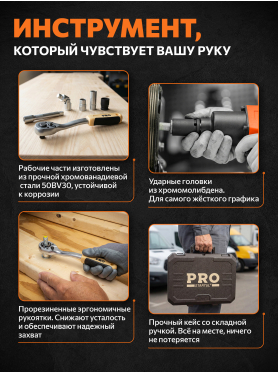 Набор инструментов 1/4", 3/8", 1/2" 6 граней PRO STARTUL Dakar 171 предмет 