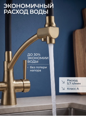 Смеситель для кухни AV ENGINEERING Lux D35 золотой, черный 