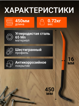 Лом-гвоздодер шестигригранный STARTUL Master ST4094