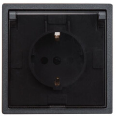 Розетка скрытая с заземлением и шторками брызгозащищенная BYLECTRICA Carre графит  Розетка скрытая с заземлением и шторками брызгозащищенная BYLECTRICA Carre графит