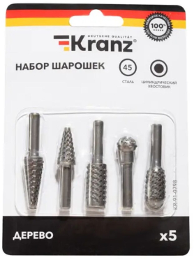 Набор борфрез по дереву 5 предметов KRANZ 