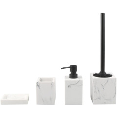 Набор аксессуаров для ванной комнаты Marble 4 предмета PERFECTO LINEA белый 
