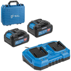 Комплект аккумулятор 18В 4Ач 2 штуки и зарядное устройство BULL XLTpro SET 