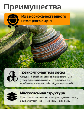 Леска для триммера витая квадратное сечение STARTUL Metsa Triple Pro