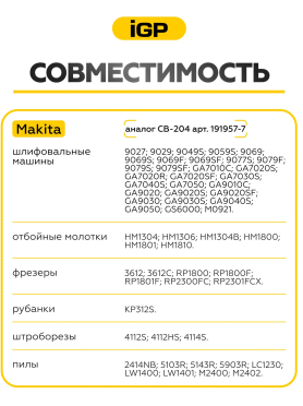 Щетки графитовые для шлифмашины угловой Makita 9027 IGP 2 штуки аналог CB-204 
