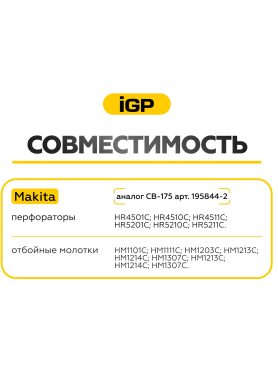 Щетки графитовые для отбойного молотка Makita HM1101C IGP 2 штуки аналог CB-175 