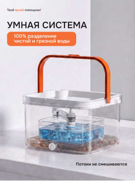 Умная швабра с отжимным ведром BRUNER Akzent White 