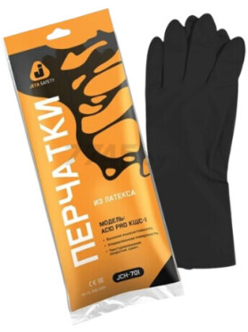 Перчатки латексные JETA SAFETY Acid Pro КЩС тип 1 размер 9 К80 Щ40 черные 