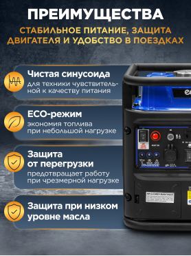 Генератор инверторный бензиновый ECO PE-1200RSI 