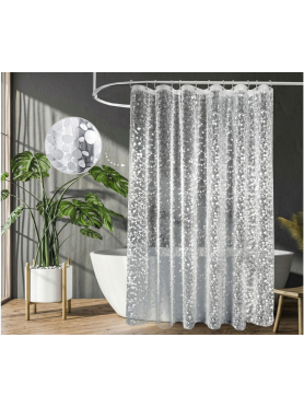 Штора для ванной комнаты 180х180 с кольцами PERFECTO LINEA Aura 3D роса 